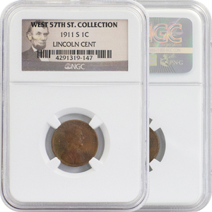 1911-S West 57th Street Collection Lincoln Penny NGC