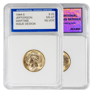 1944-S Jefferson Wartime Nickel MS67 IGS