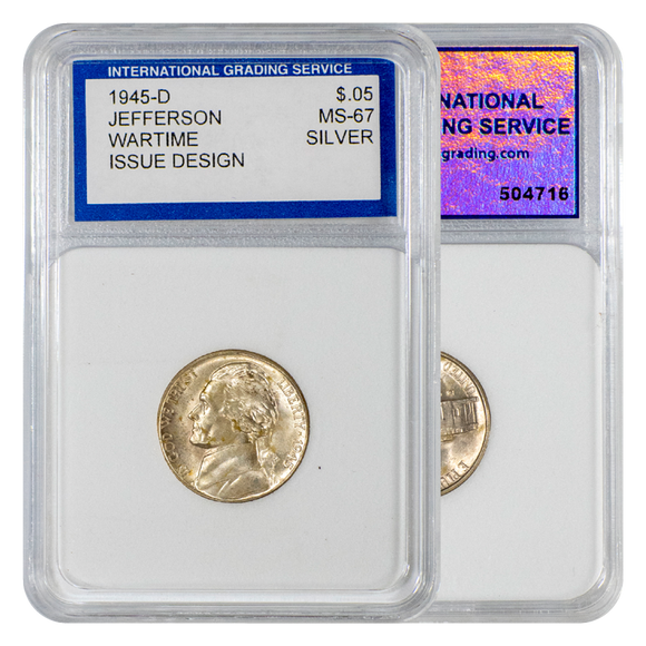 1945-D Jefferson Wartime Nickel MS67 IGS