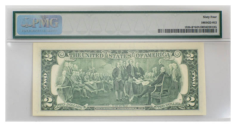 $2 1995 PMG graded Federal Reserve Star Note Unc 64 net - New York – CCI