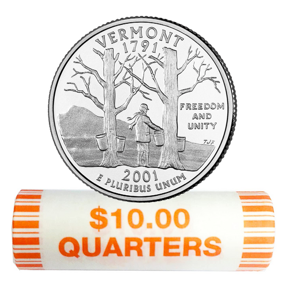 2001-P Vermont Quarter Rolls