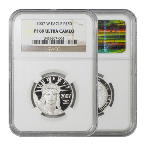 2007-W Platinum Eagle $50 PF69 Ultra Cameo NGC