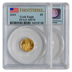 PCGS 2010 Gold Eagle $5 First Strike MS70