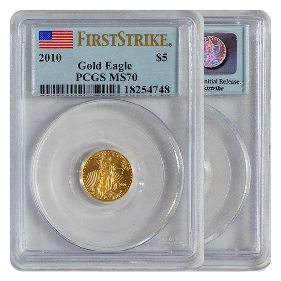 2010 Gold Eagle $5 First Strike MS70 PCGS
