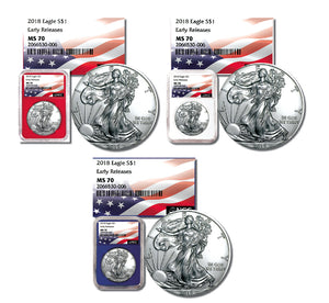 2018 Silver Eagle "Red,White & Blue Set" NGC FD