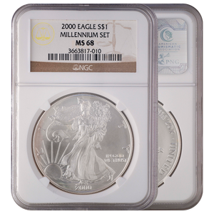 2000 Millennium Set Silver Eagle MS68 NGC