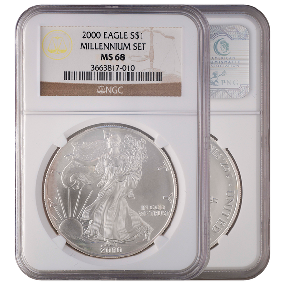 2000 Millennium Set Silver Eagle MS68 NGC
