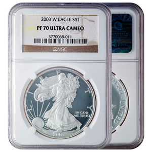 2003-W Silver Eagle PF70 Ultra Cameo "Brown Label" NGC