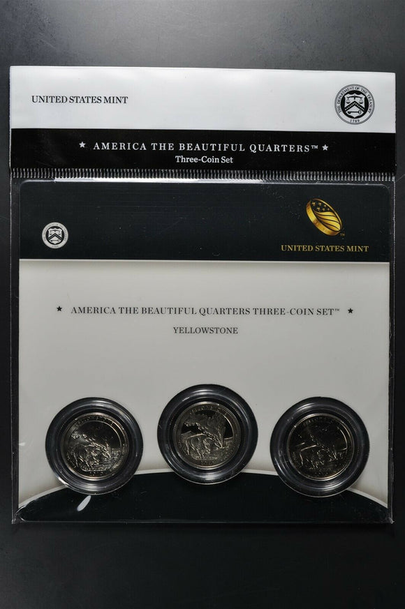 2010 America The Beautiful Quarter Three Coin Set Yellowstone