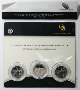 2010 America The Beautiful Quarter Three Coin Set Gettysburg