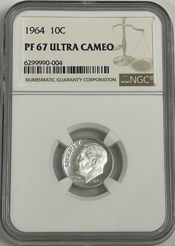 1964 Roosevelt Dime PF67 Ultra Cameo NGC